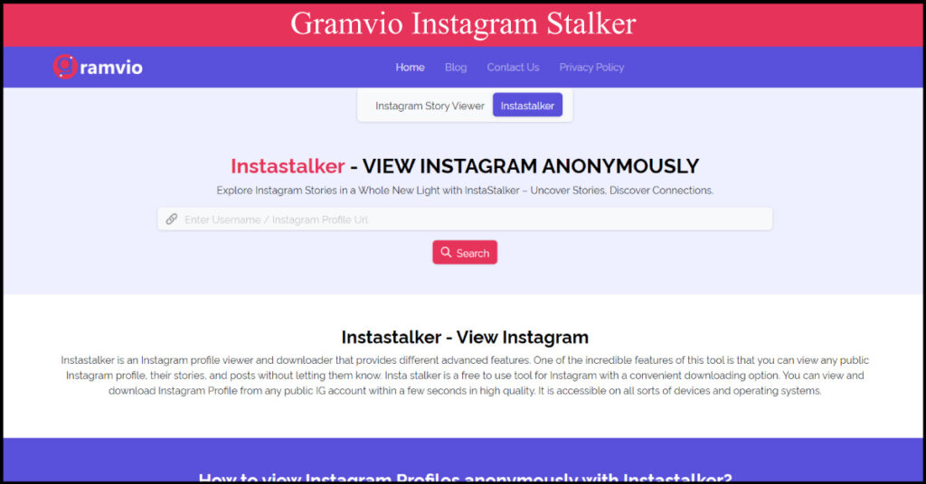Gramvio Instagram Stalker
