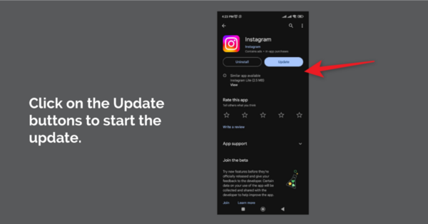 Click on the Update buttons to start the update.
