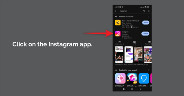 Search For Instagram in the search bar.
