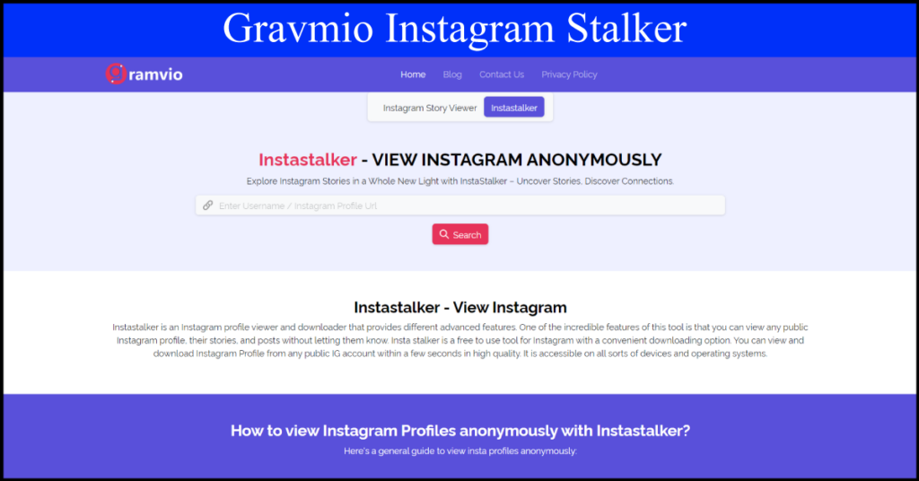 Gravmio Instagram Stalker 