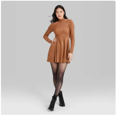 Long Sleeve Fit And Flare Dress